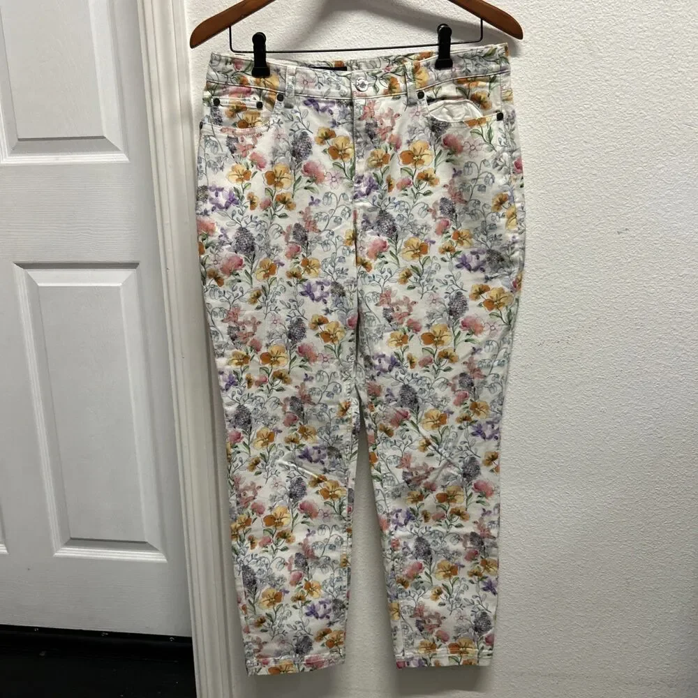 Brooks Brothers Women’s Floral Jeans Orange green Spring Size 10 NWT
